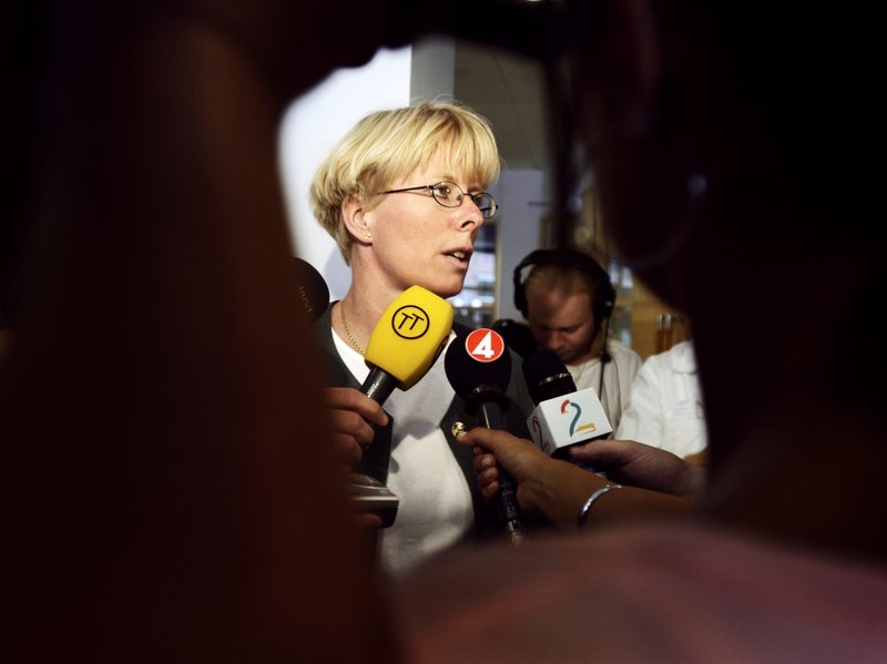 Åklagare Elin Blank efter domarna i Knutbyfallet förkunnats 2004. Foto:  Sara Winsnes / SvD / TT